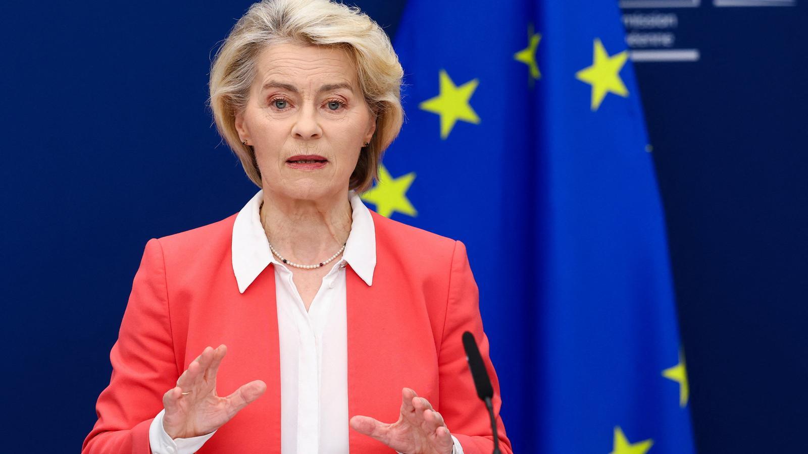 The President of the European Commission, Ursula von der Leyen, at this Monday's press conference.