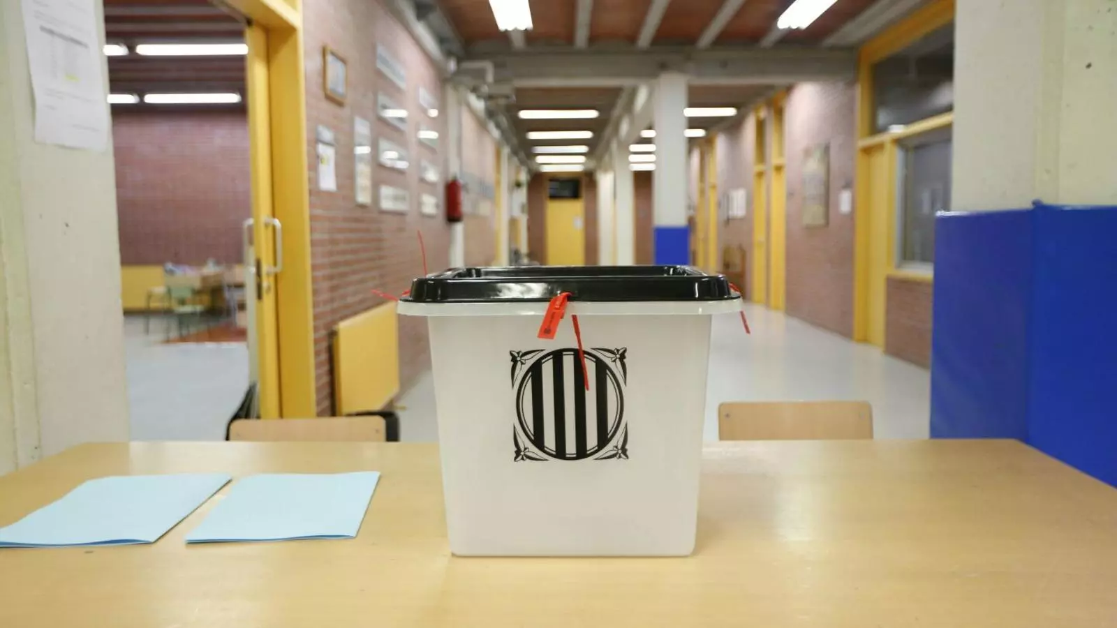 Urnes, paperetes, i cues per votar: els col·legis electorals comencen a prendre forma