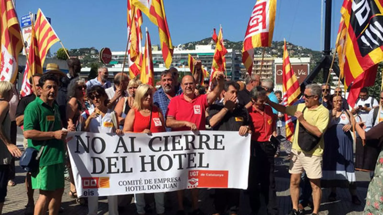 Imatge d'arxiu de la mobilització de treballadors de l'Hotel Don Juan de Lloret de Mar del passat 28 de juliol del 2017