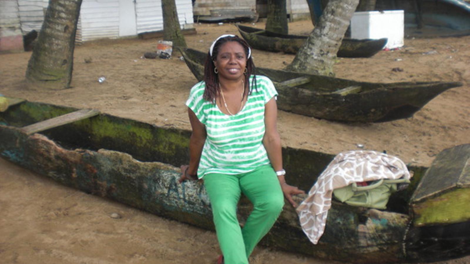 Remei Sipi on a beach in Equatorial Guinea