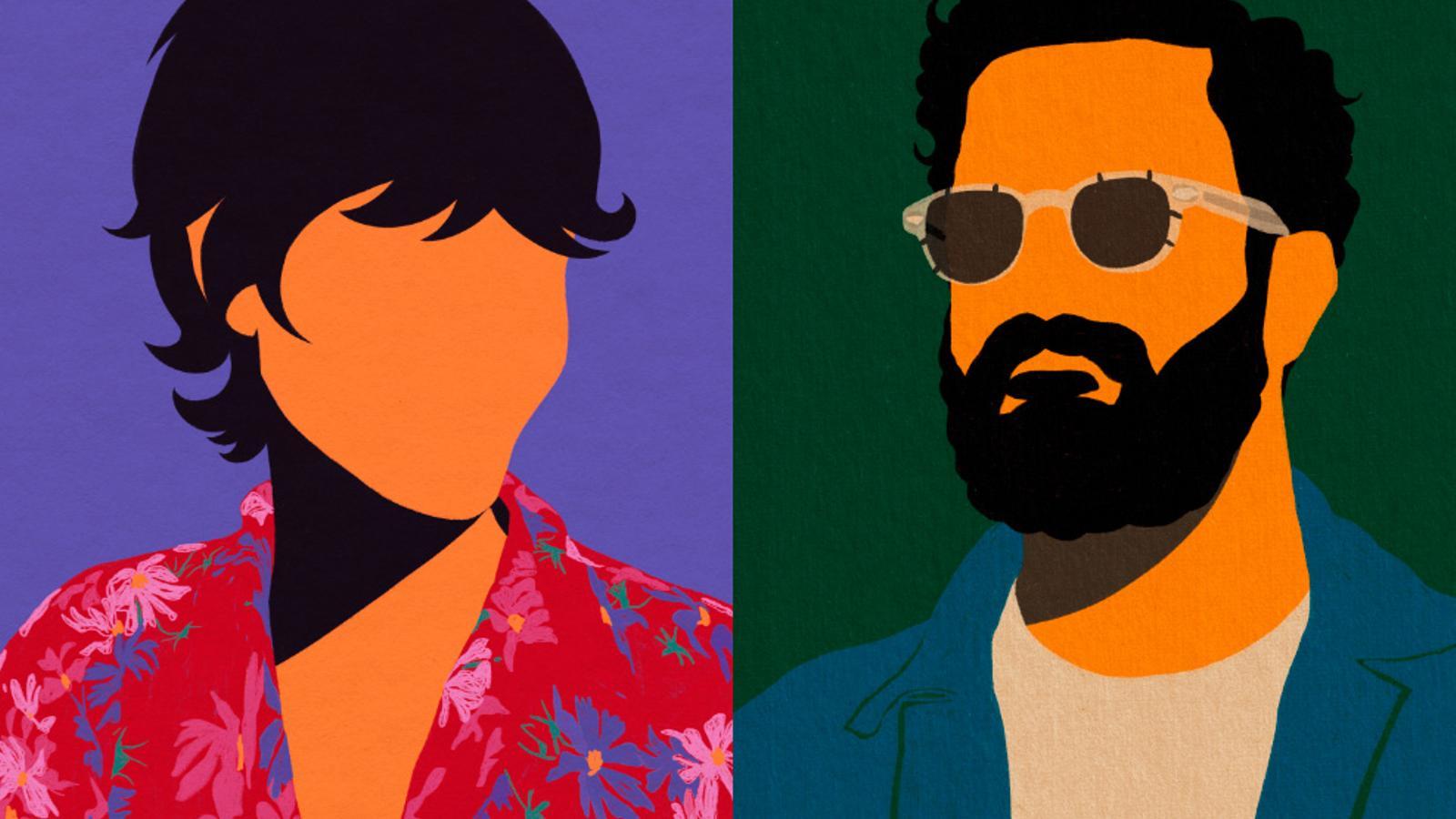 Artist Coco Dávez (left) gives a portrait to his partner (right) every time for years