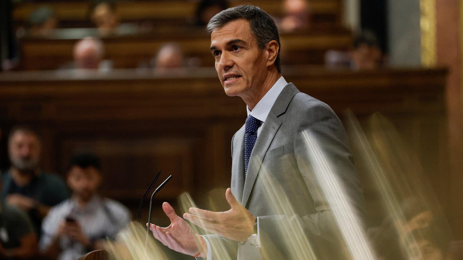 Pedro Sánchez during his intervention at the congress of deputies