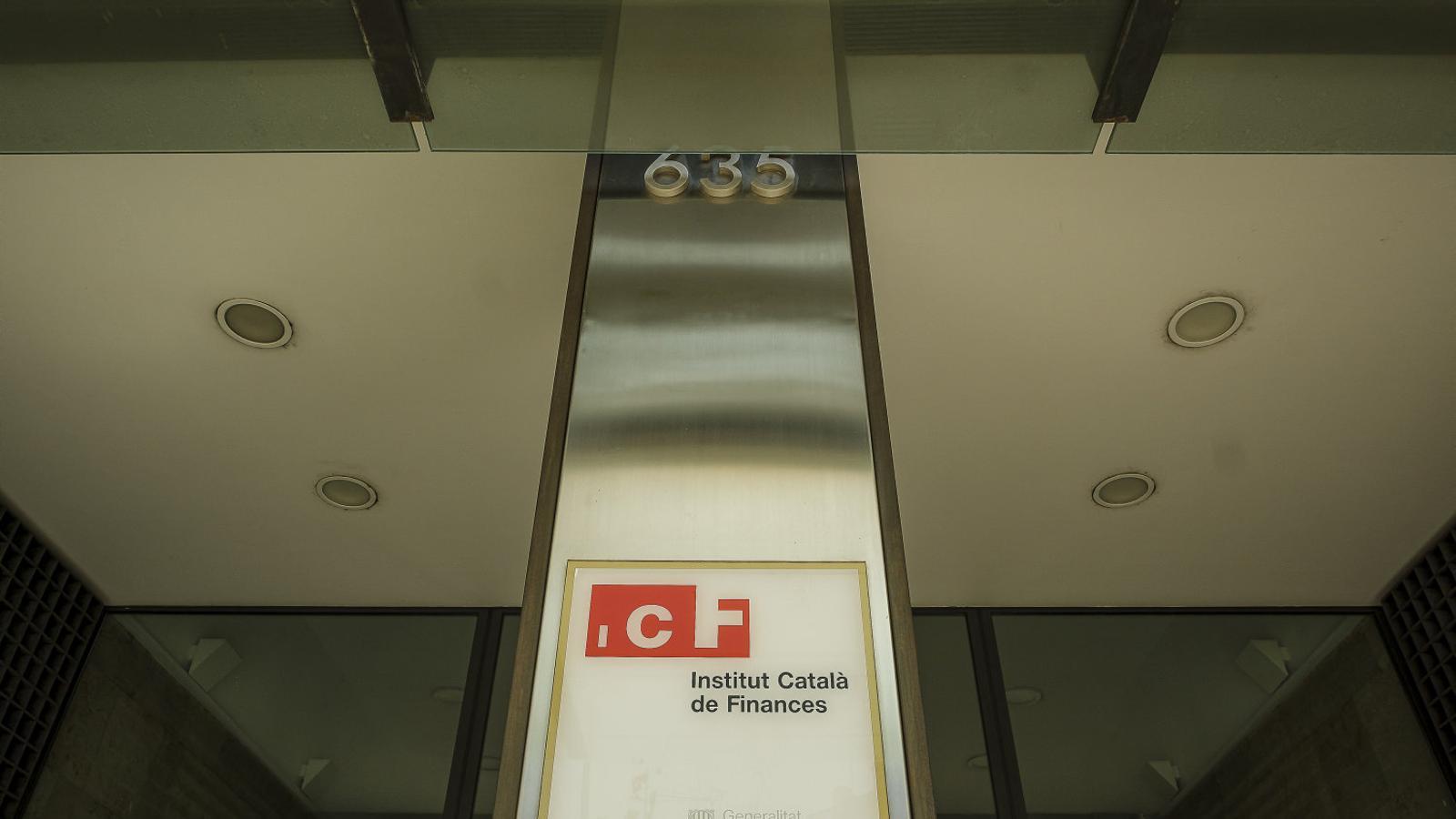 Sign at the entrance of the headquarters of the Catalan Institute of Finance.