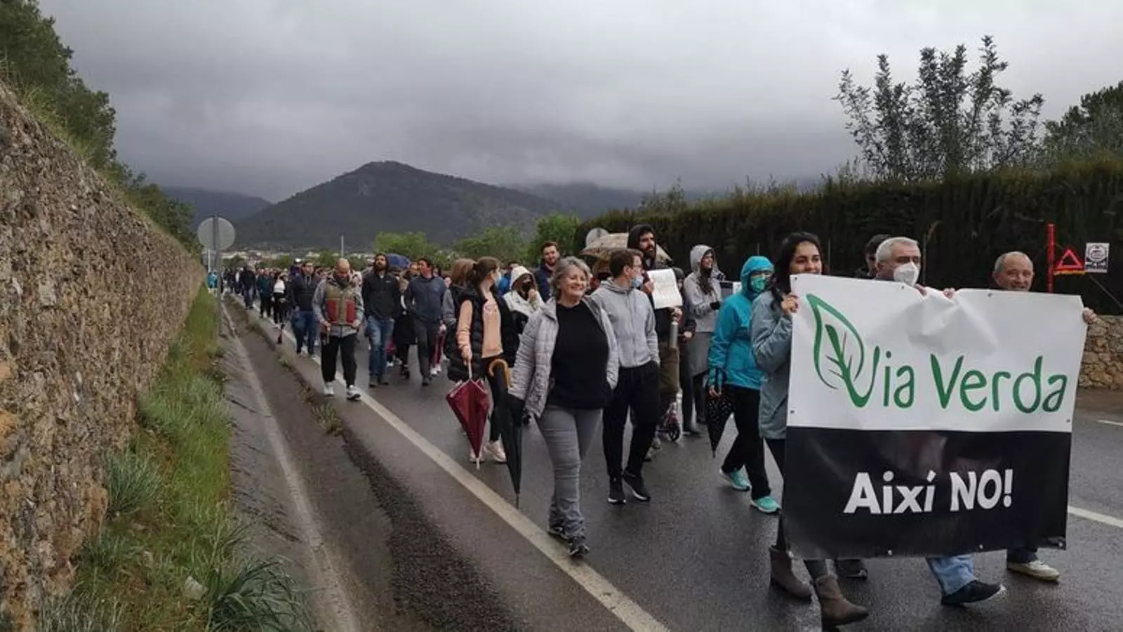 Manifestació en contra de la Via Verda d'Alaró