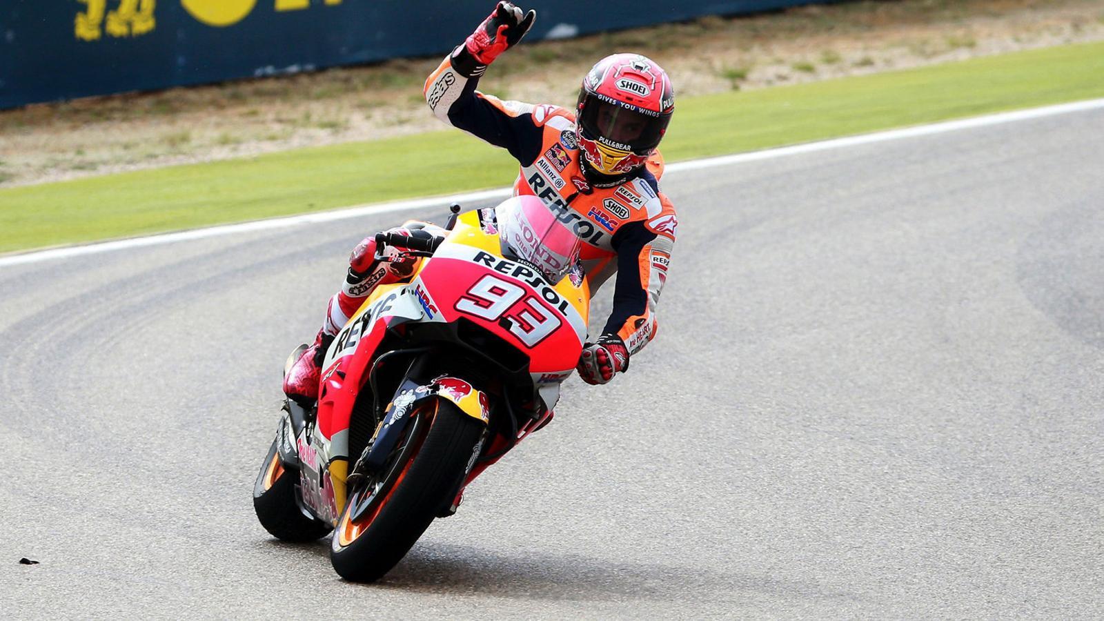 Marc Márquez durant el Gran Premi de l’Aragó.