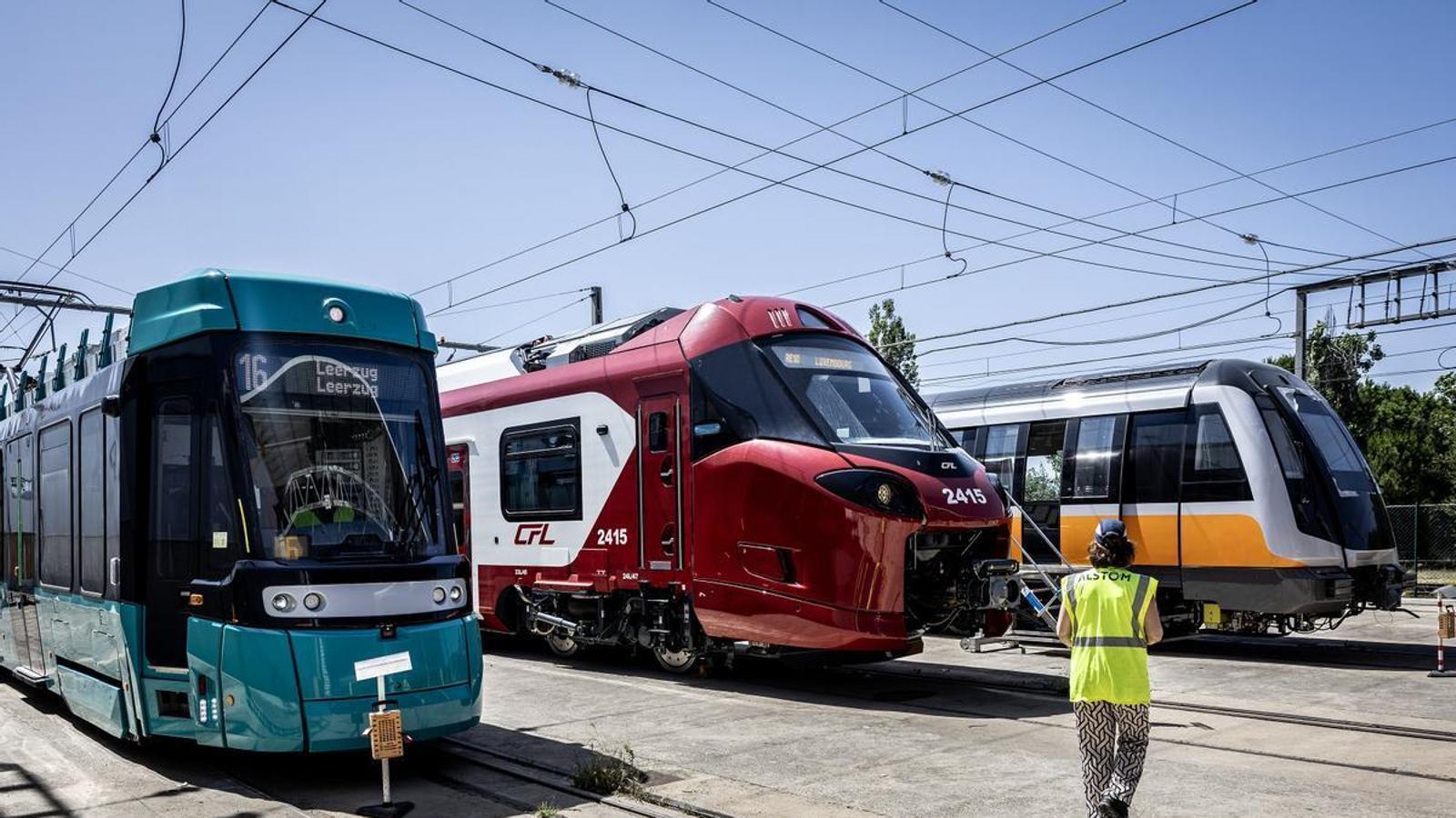 Different trains manufactured by Alstom newly built.