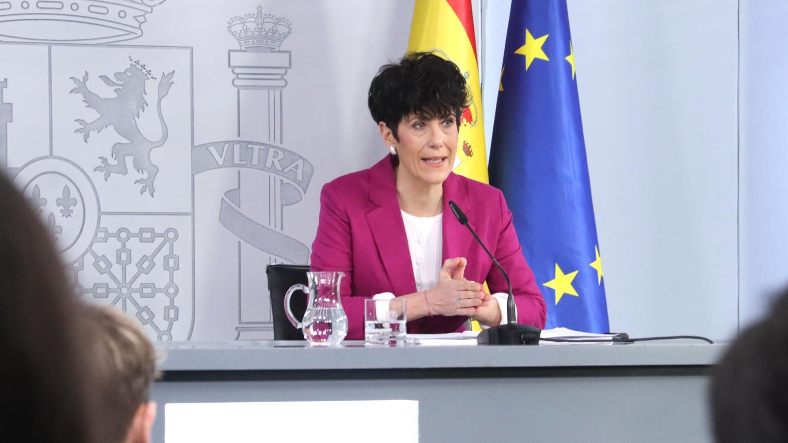 The minister and spokesperson for the Spanish government, Elma Saiz, this Tuesday at a press conference after the council of ministers.