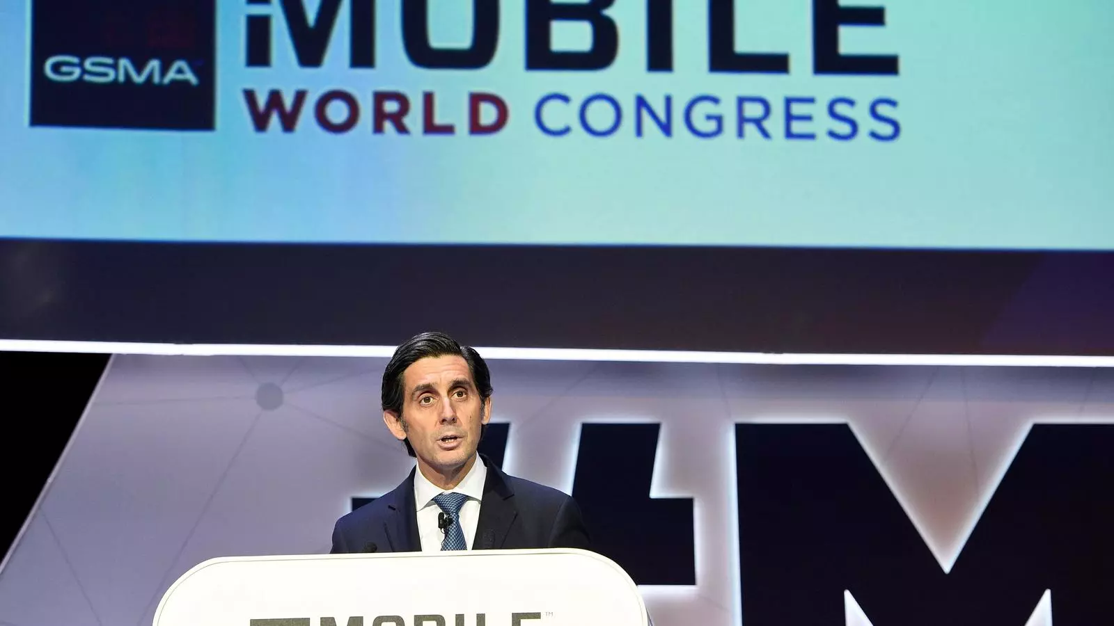 El president de Telefónica, José María Álvarez-Pallete, durant la seva conferència inaugural al Mobile.