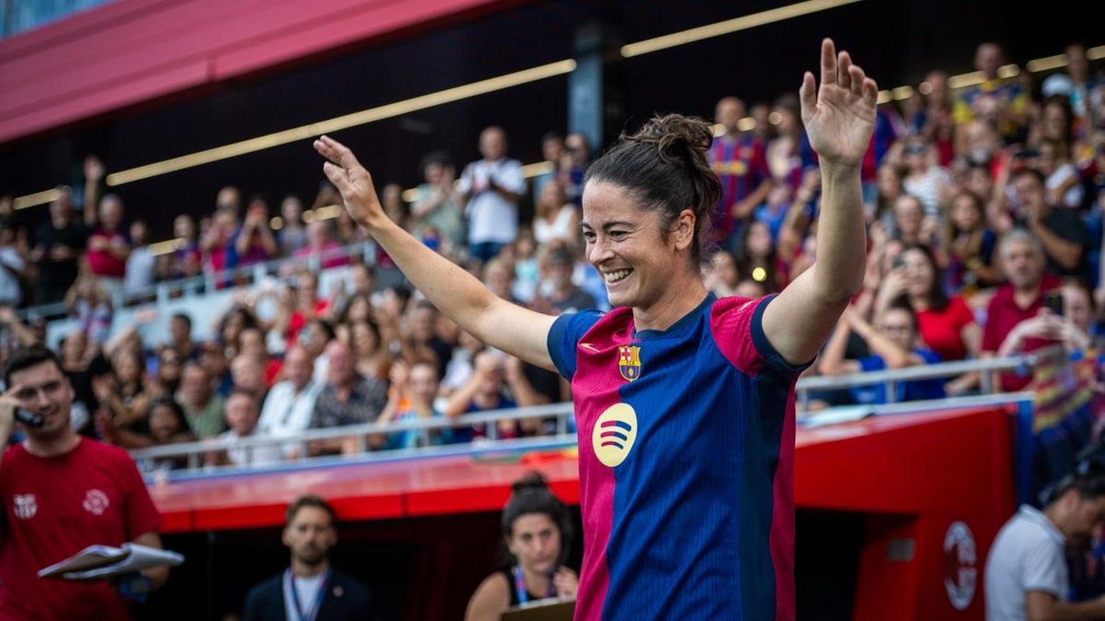 Marta Torrejón at the Johan Cruyff stadium with Barça