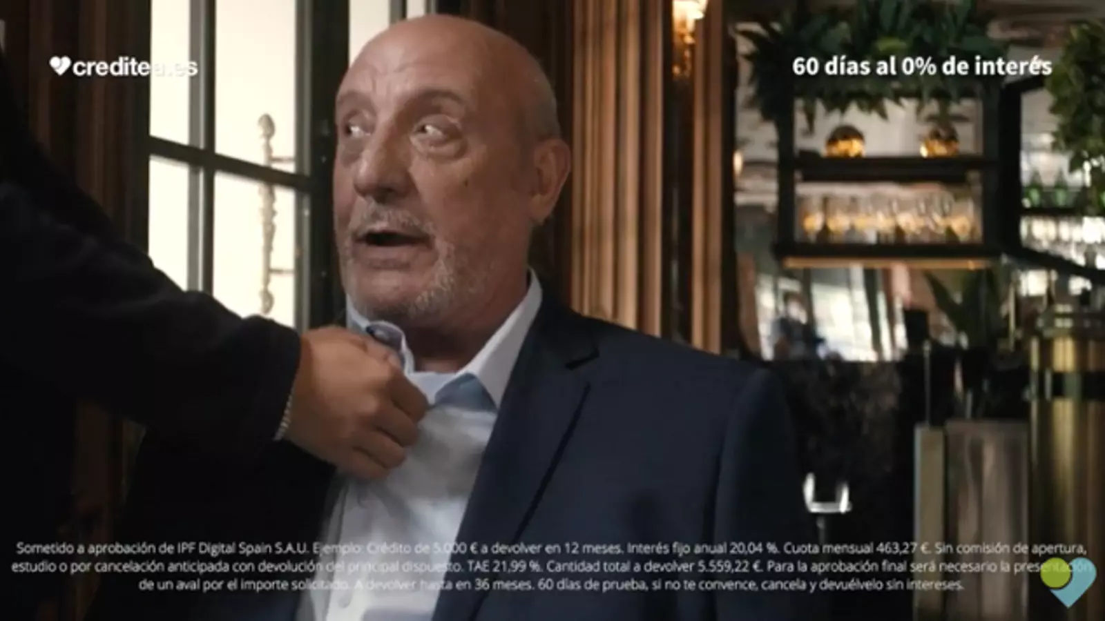 El Dioni, a l'espot publicitari on anuncia una financera.