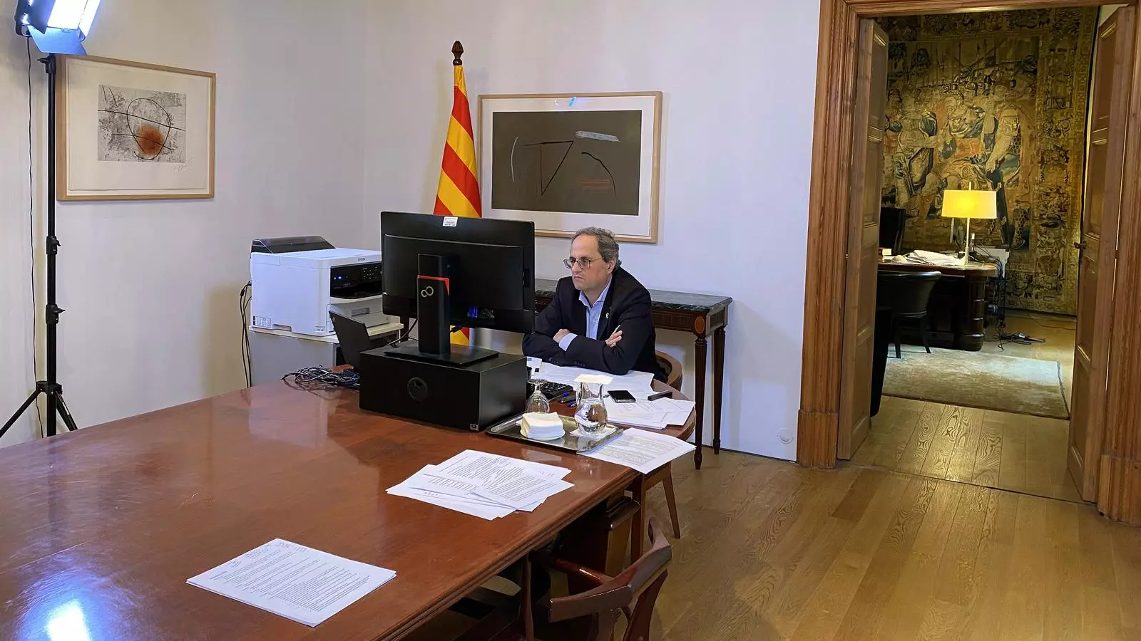 Imatge d'arxiu del president Torra confinat a la Casa dels Canonges