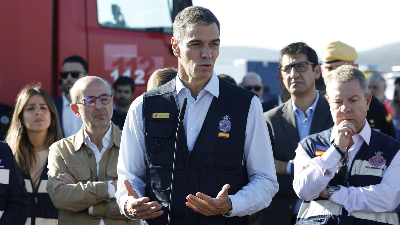 El presidente del gobierno español, Pedro Sánchez, en Urda