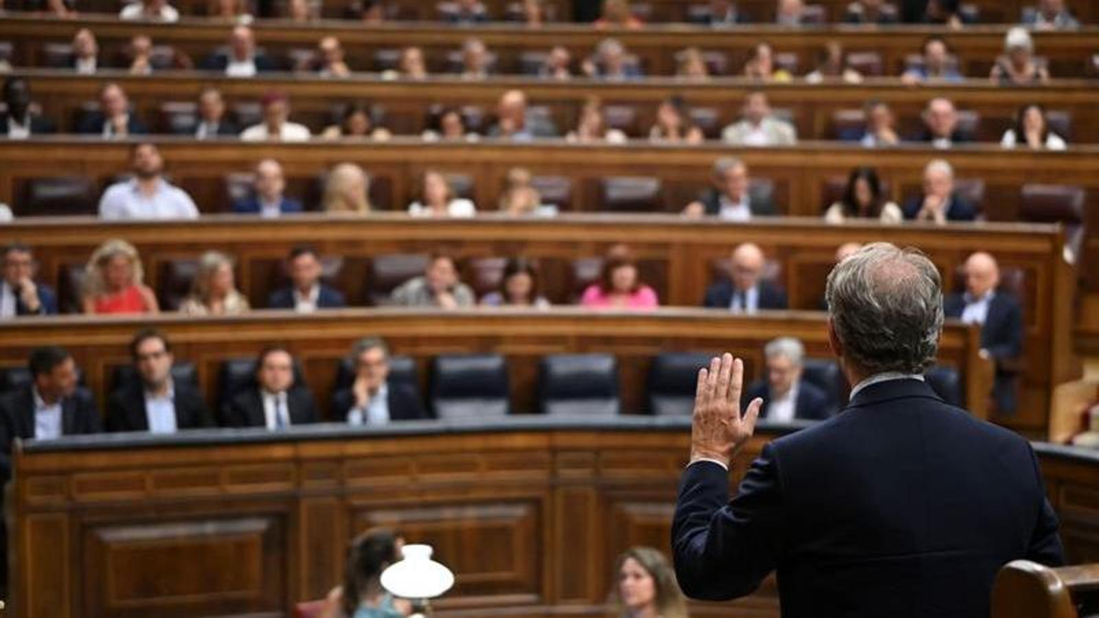 The president of the Popular Party, Alberto Núñez Feijóo, during the session of the Congress of Deputies on Wednesday, June 24.
