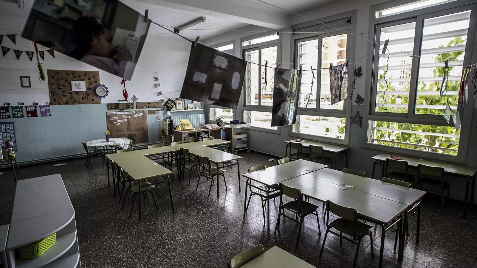 Una aula buida de l’Escola Marià Fortuny de Reus aquesta setmana