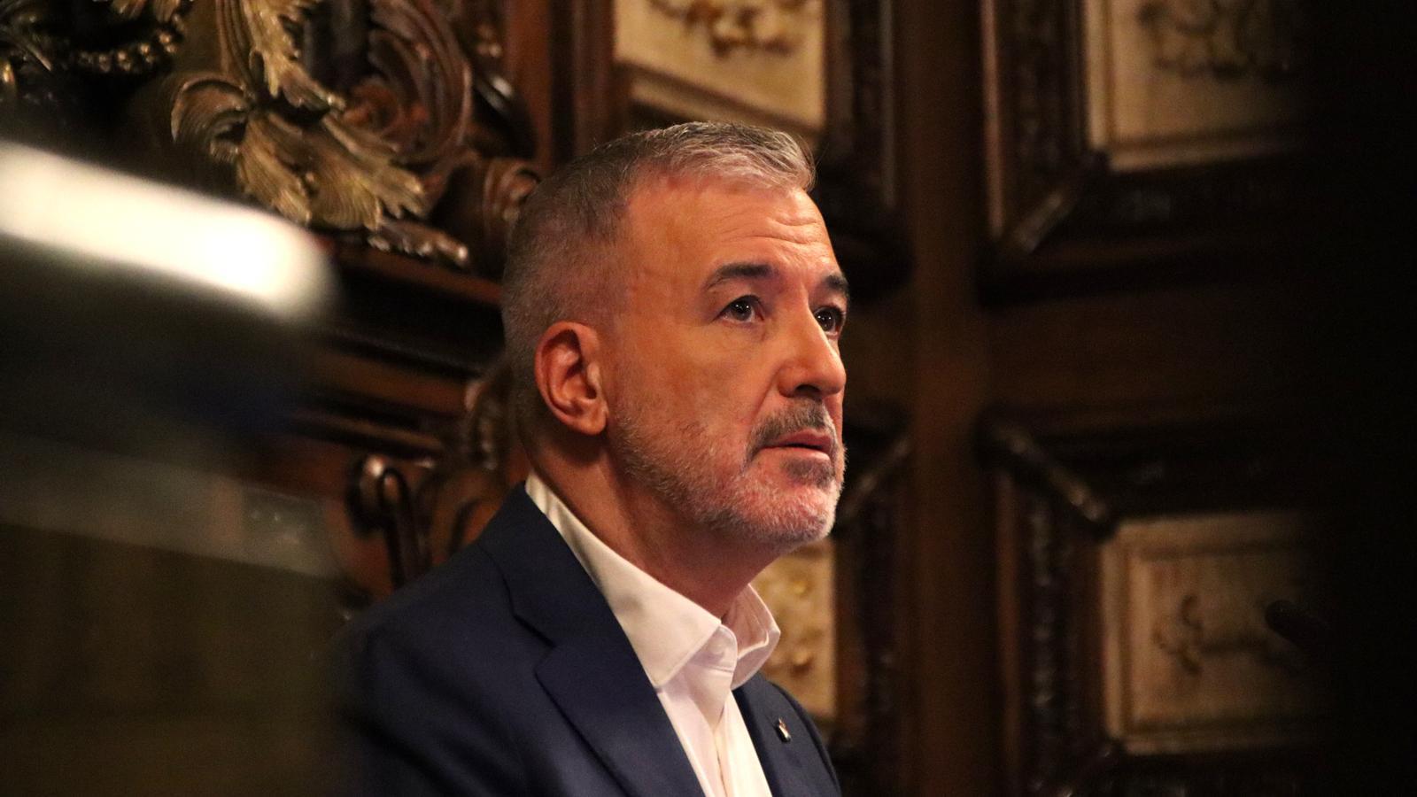 Jaume Collboni, mayor of Barcelona, during this Thursday's municipal plenary session.