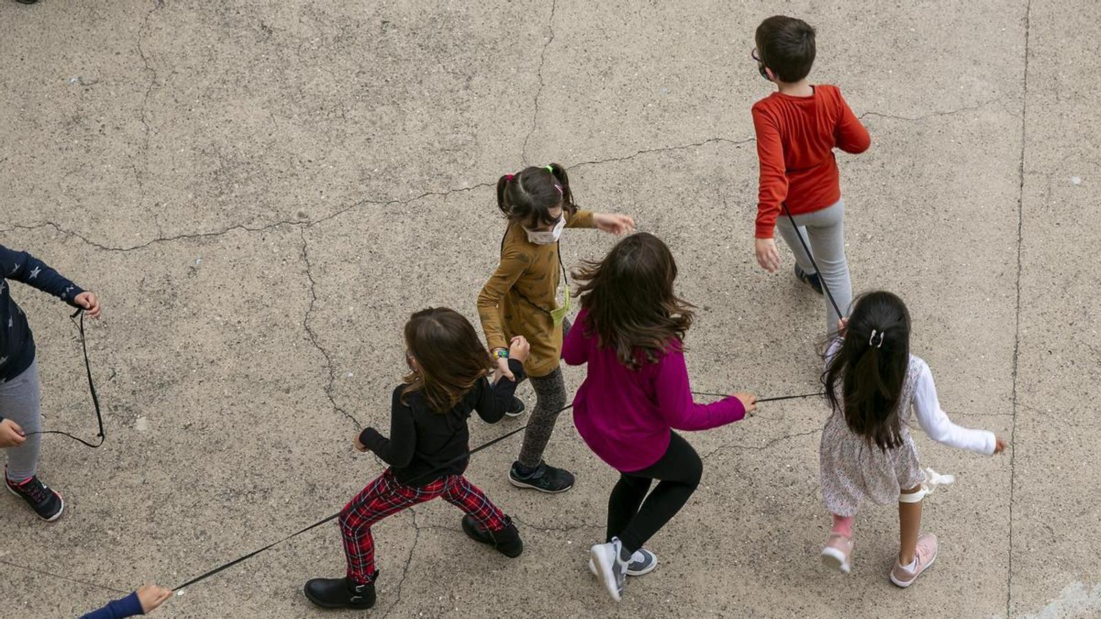 Children in the playground of Cal Maiol school in Barcelona.