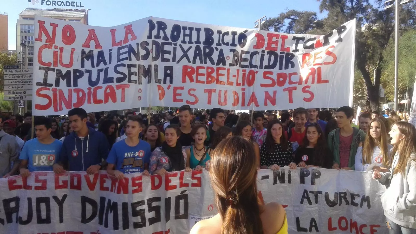 Imatge de la manifestació d'estudiants convocada aquest dimecres a Barcelona / ARA