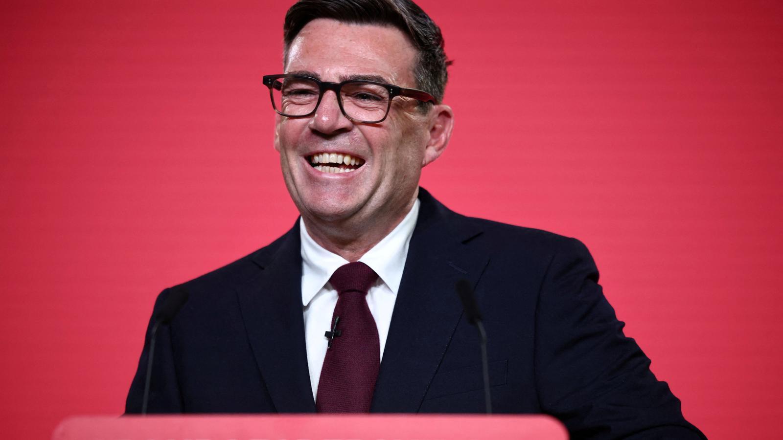 The new leader of Labour, Andy Burnham, addresses the party after being confirmed as the new leader of the formation.