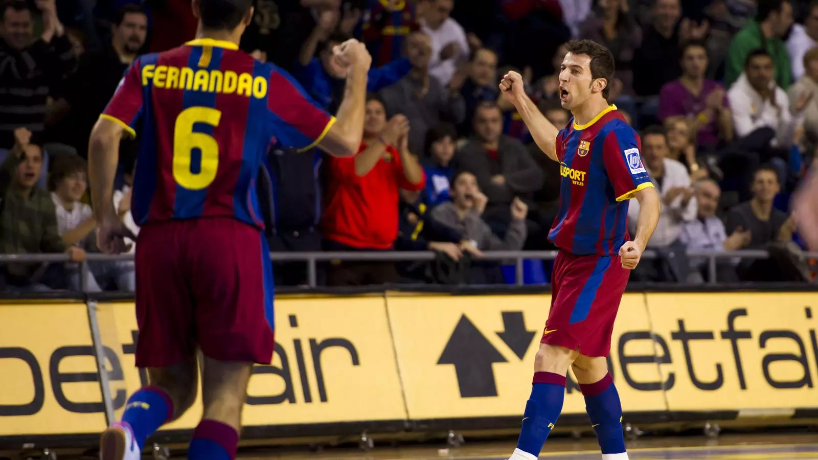 Jordi Torras i Fernandao, celebrant un dels gols del Barça davant del Lobelle
