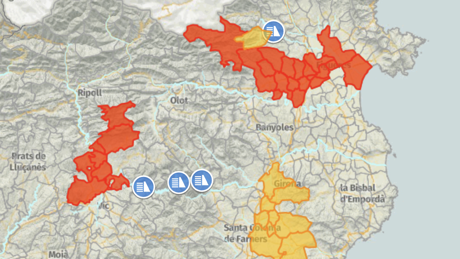 Hydrological risk warnings in effect at 9 a.m. on Sant Esteve day.