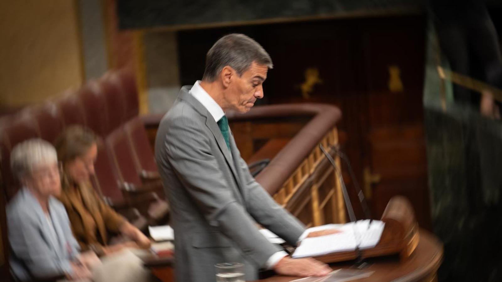 The President of the Government, Pedro Sánchez, intervenes during a plenary session at the Congress of Deputies, on September 3, 2026, in Madrid