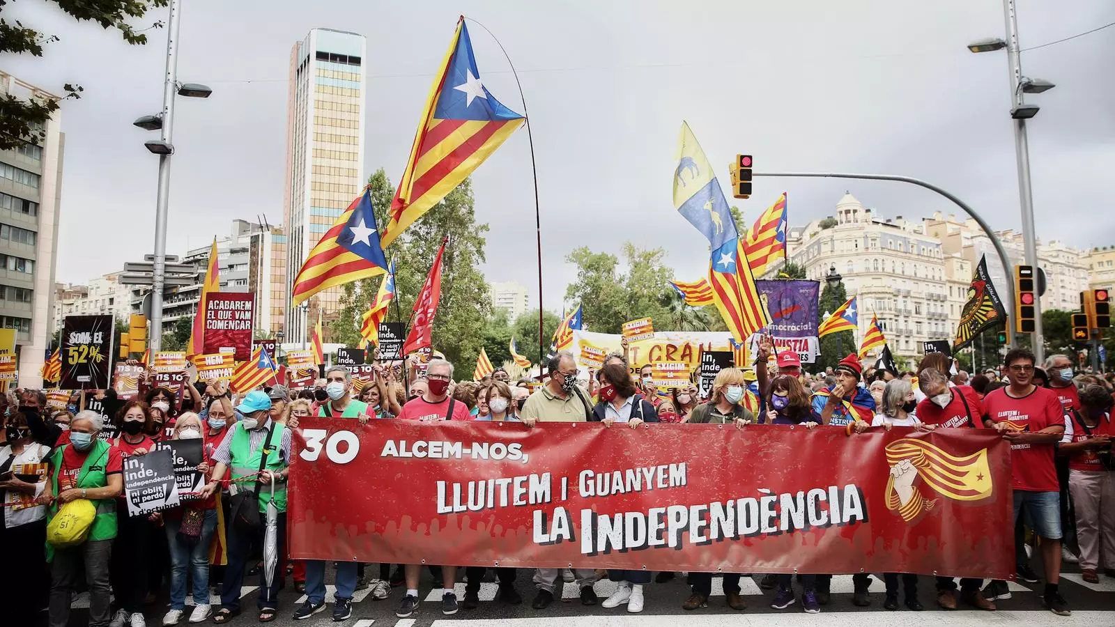 Capçalera de la manifestació del 3-O