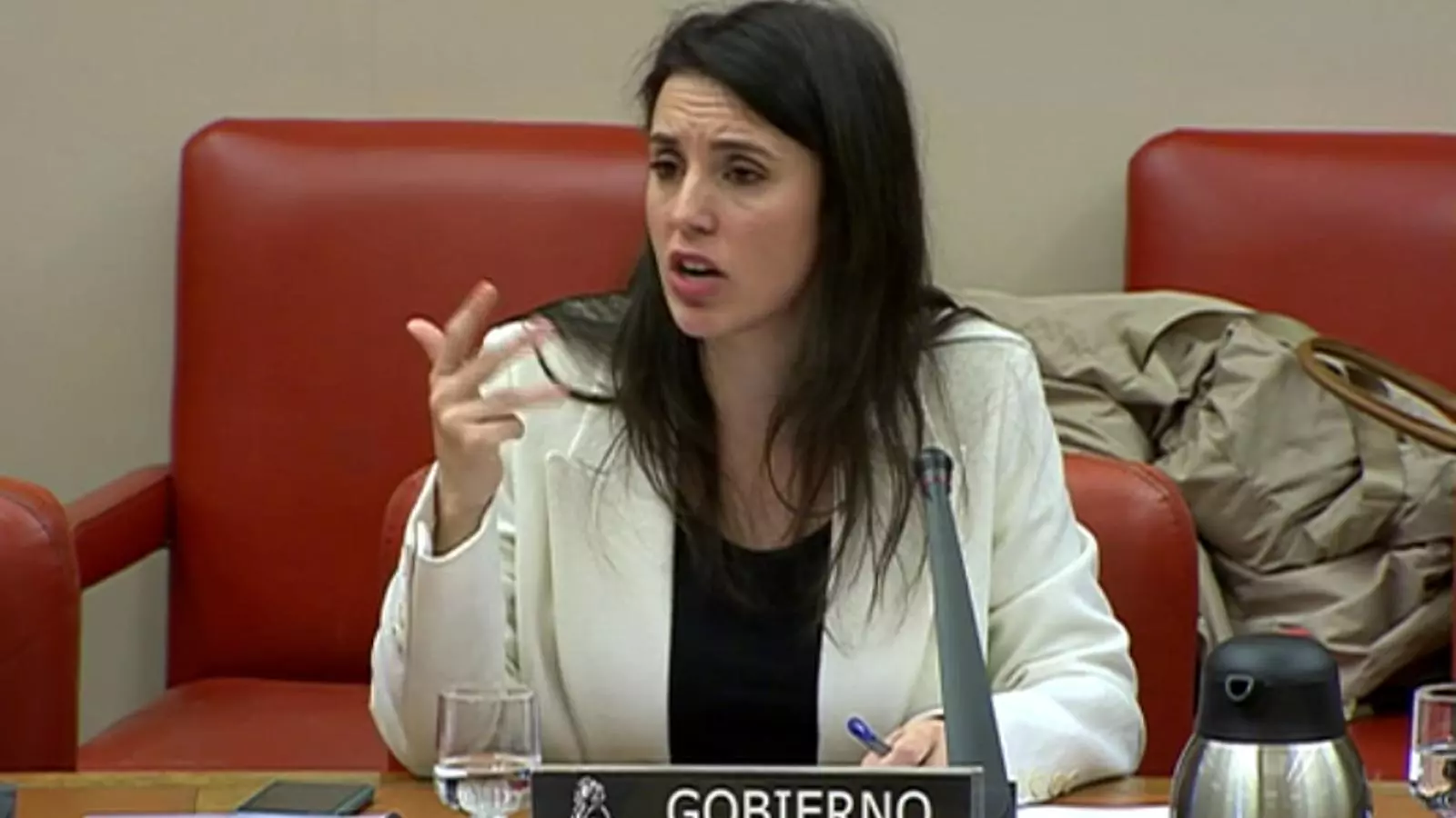 La ministra d'Igulatat, Irene Montero, durant la compareixença a la comissió d'Igualtat del Congrés.