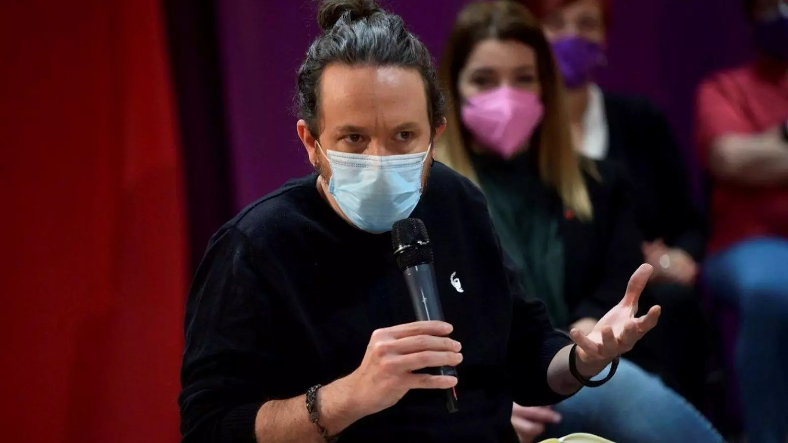 El candidato de Unidas Podemos el 4-M, Pablo Iglesias, durante un acto electoral en Madrid.