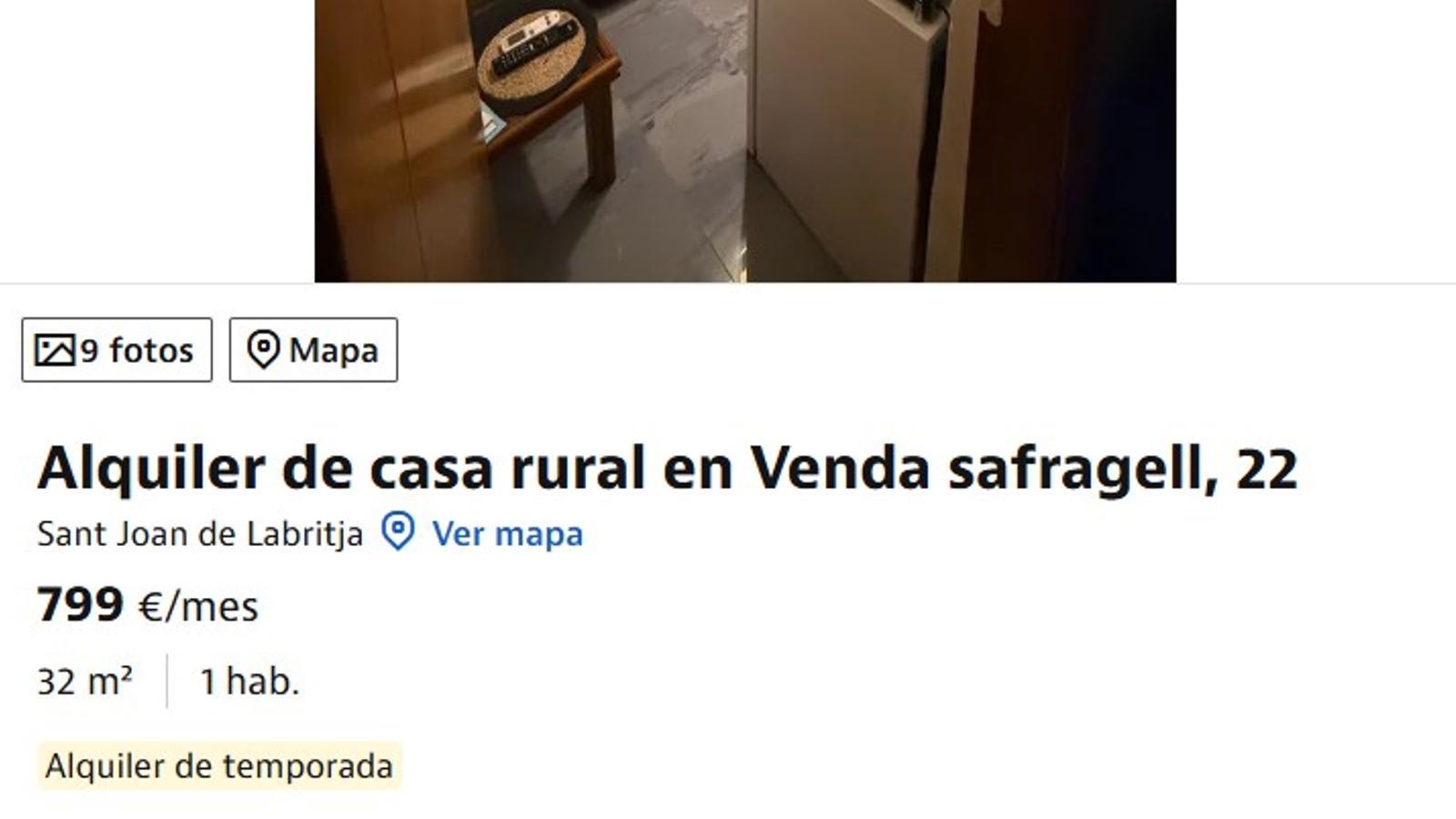 L'anunci de la caseta a Sant Joan de Labritja (Eivissa)