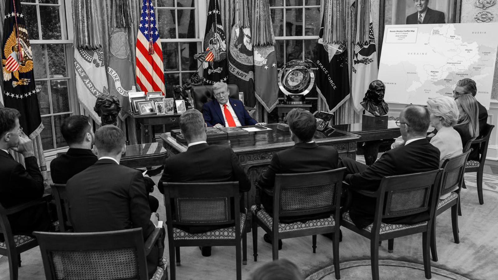 Trump met with European leaders to speak about Ukraine in August 2025 in the Oval Office.