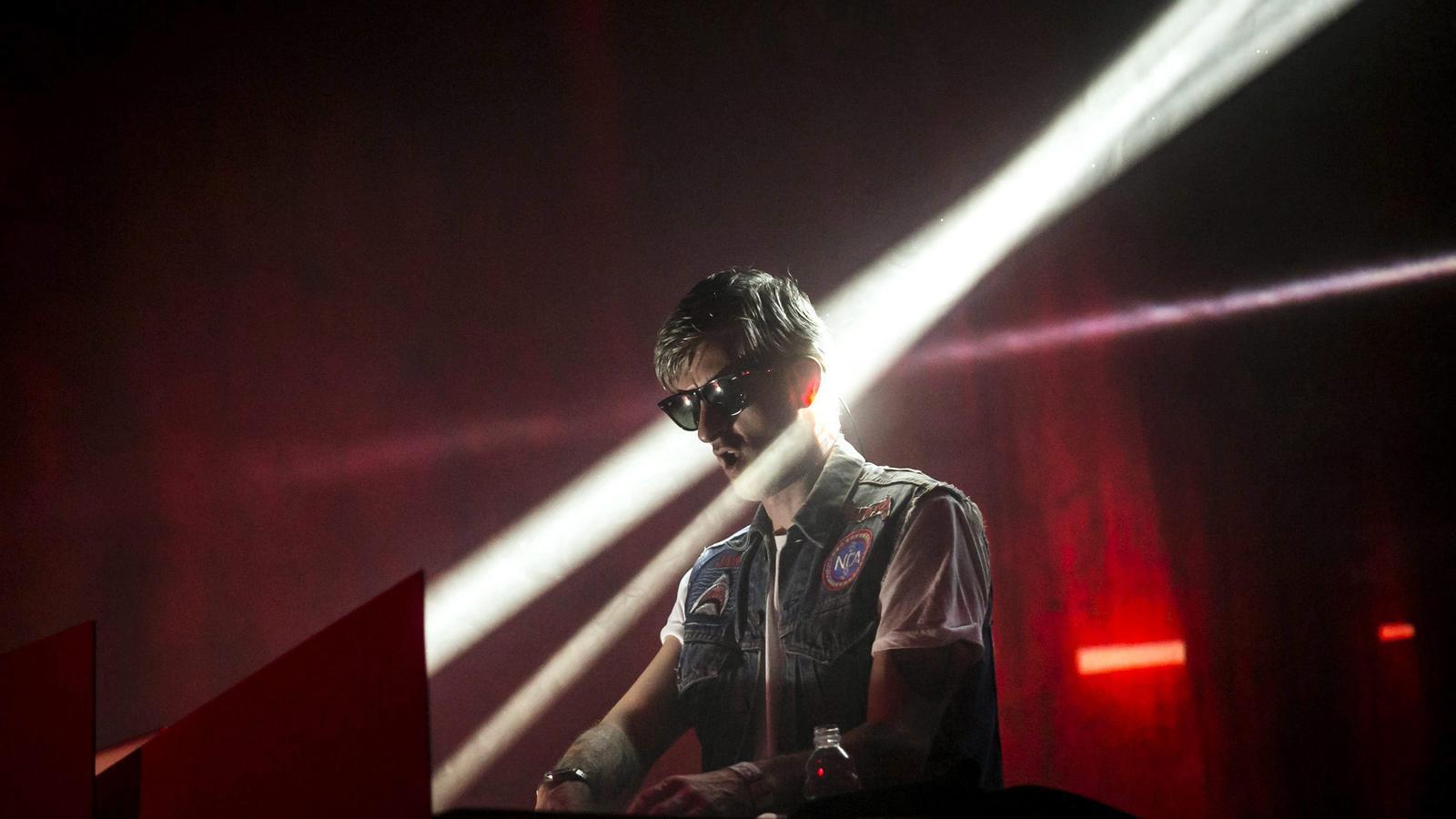 The French musician Kavinsky performs during a festival in the north of Budapest.