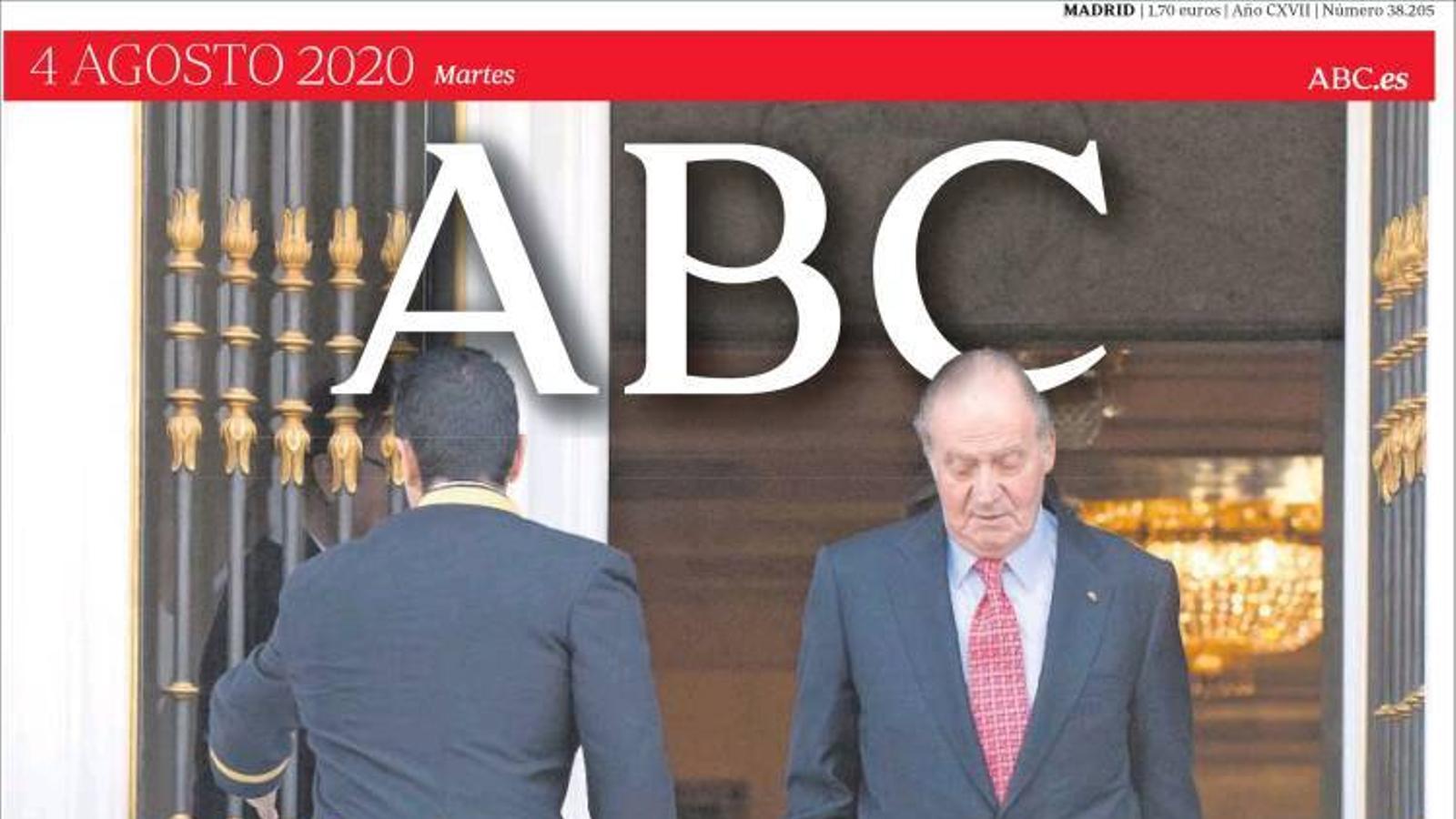 La portada de l''Abc' del 4 d'agost del 2020
