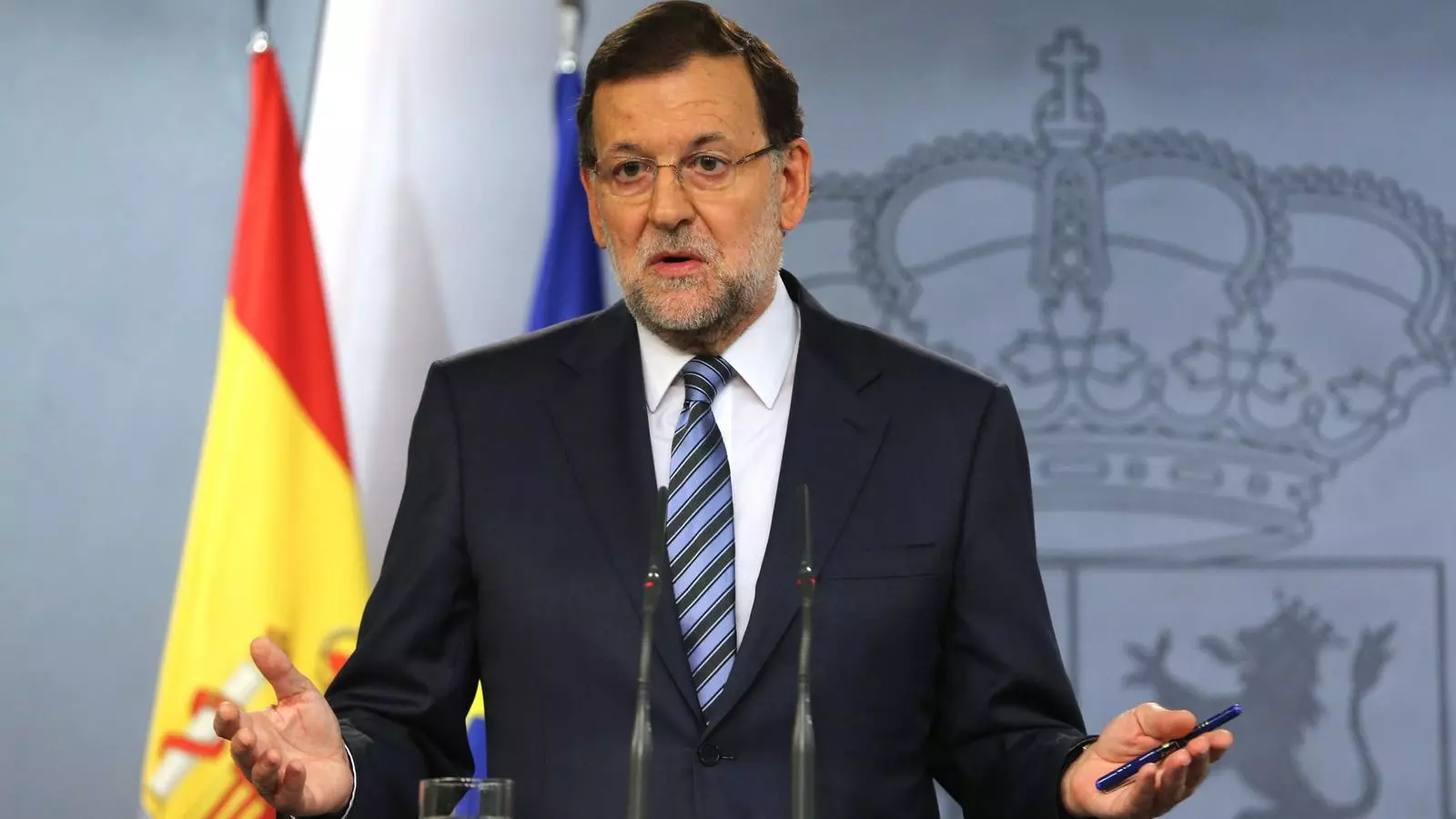 El president del govern espanyol, Mariano Rajoy, durant la declaració institucional sobre Catalunya i el 9-N / EFE