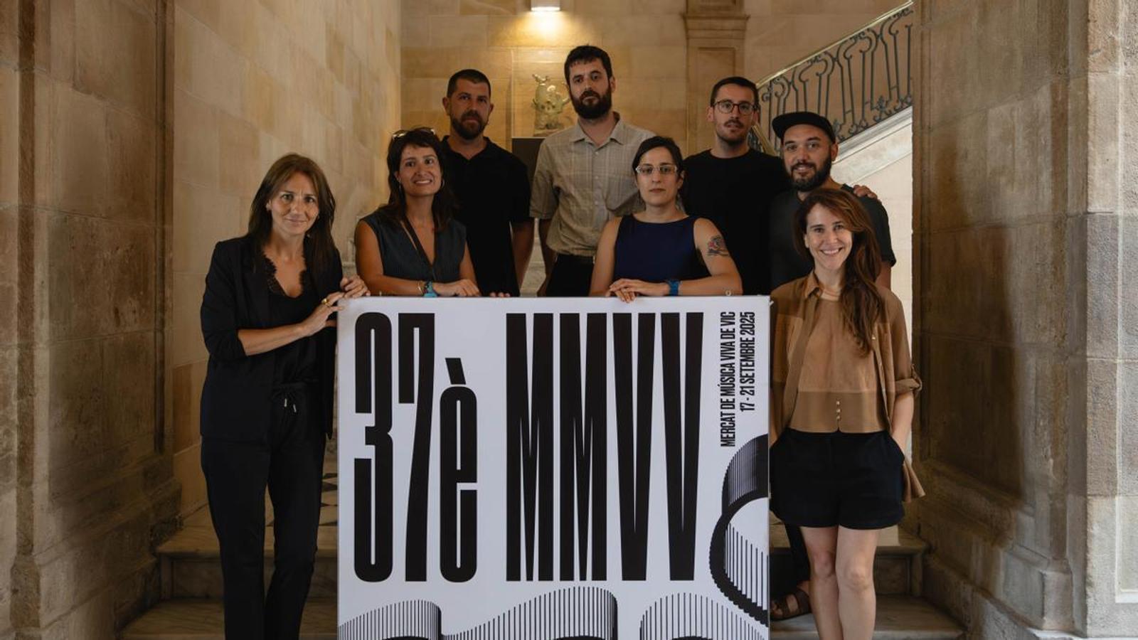 The Vic Live Music Market team at the headquarters of the Department of Culture, in Barcelona.