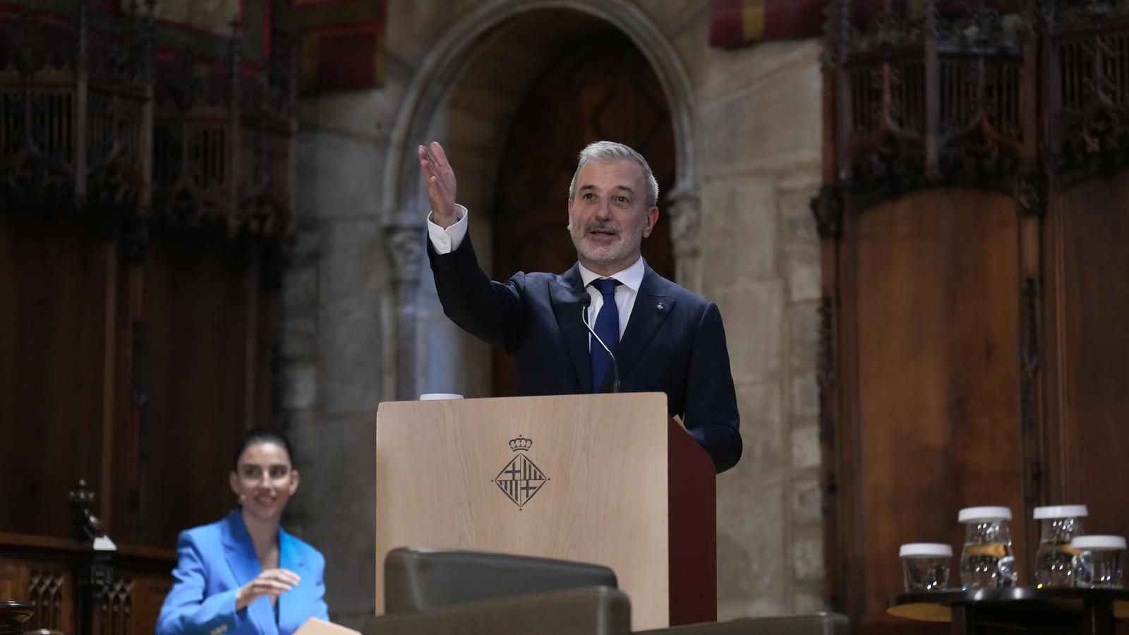The mayor of Barcelona, Jaume Collboni, during the commemoration event of Ildefons Cerdà.
