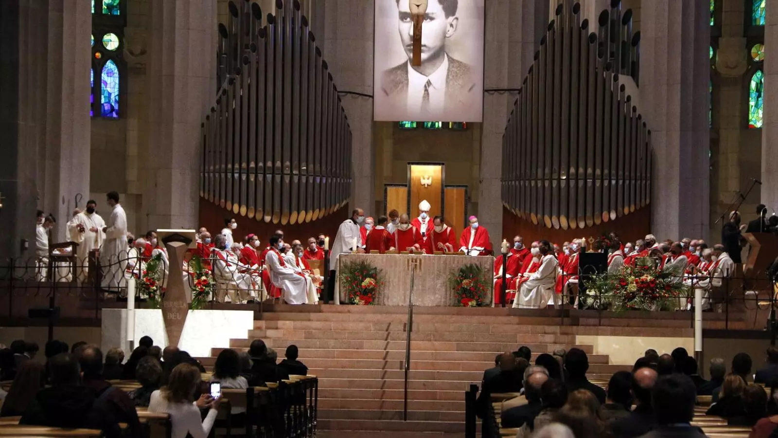 Pla obert de la beatificació de Joan Roig Diggle a la basílica de la Sagrada Família, el 7 de novembre del 2020.