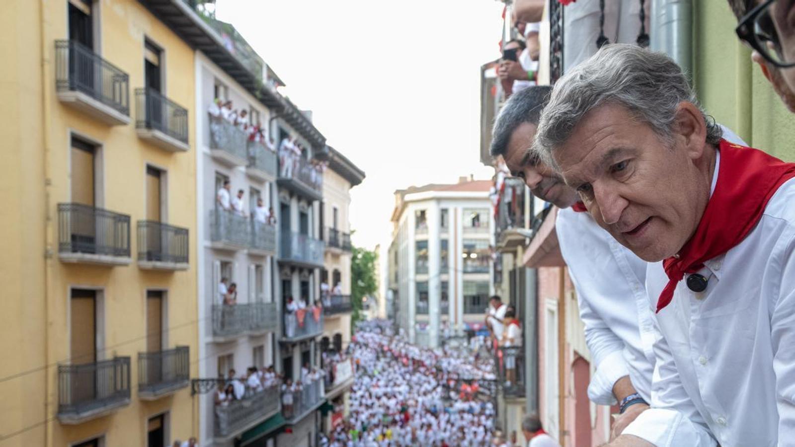 El líder del PP, Alberto Núñez Feijóo, este martes en Pamplona