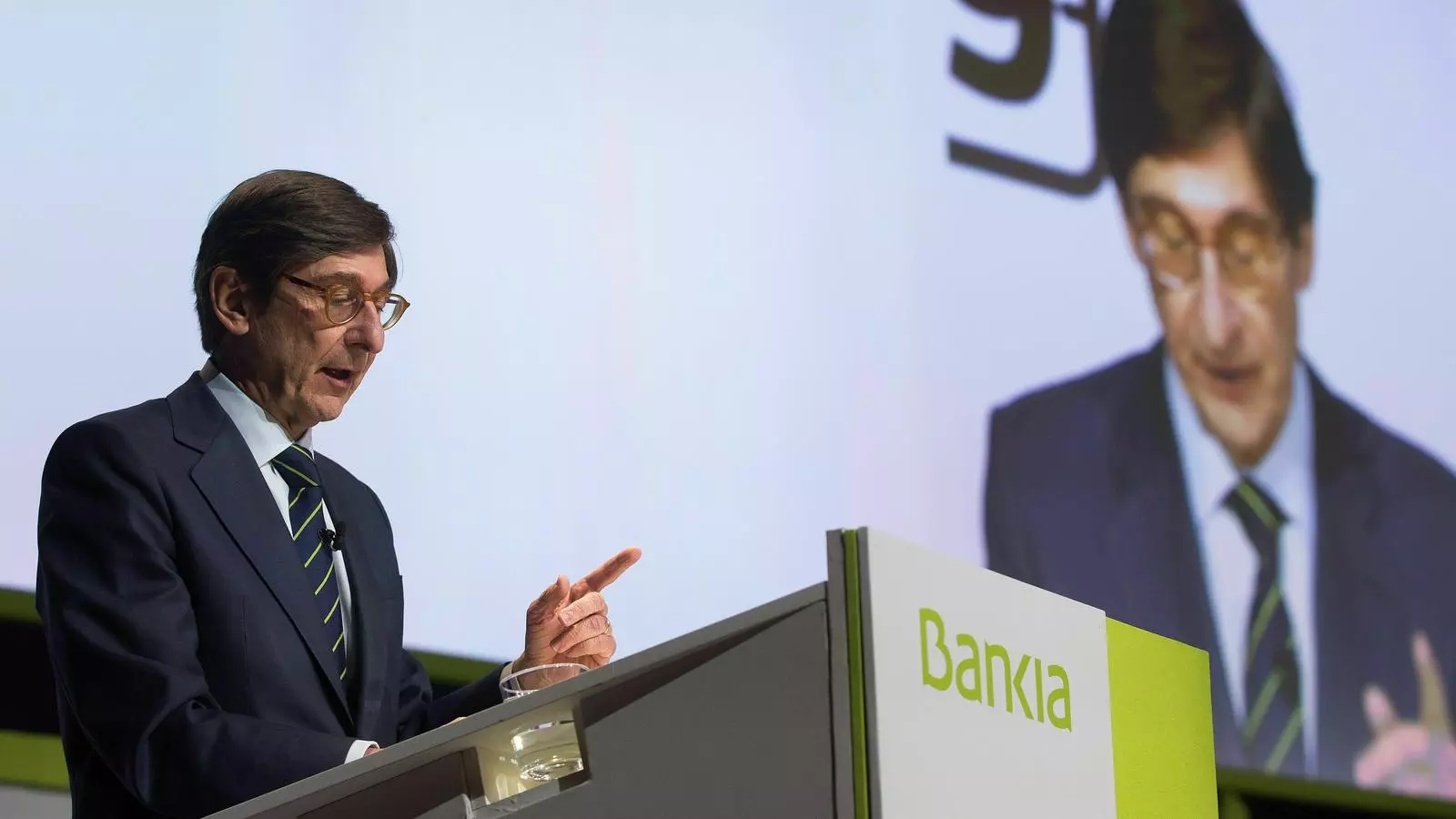 El presdient de Bankia, José Ignacio Goirigolzarri, aquest divendres a la Junta general d'accionistes que s'ha celebrat a València.