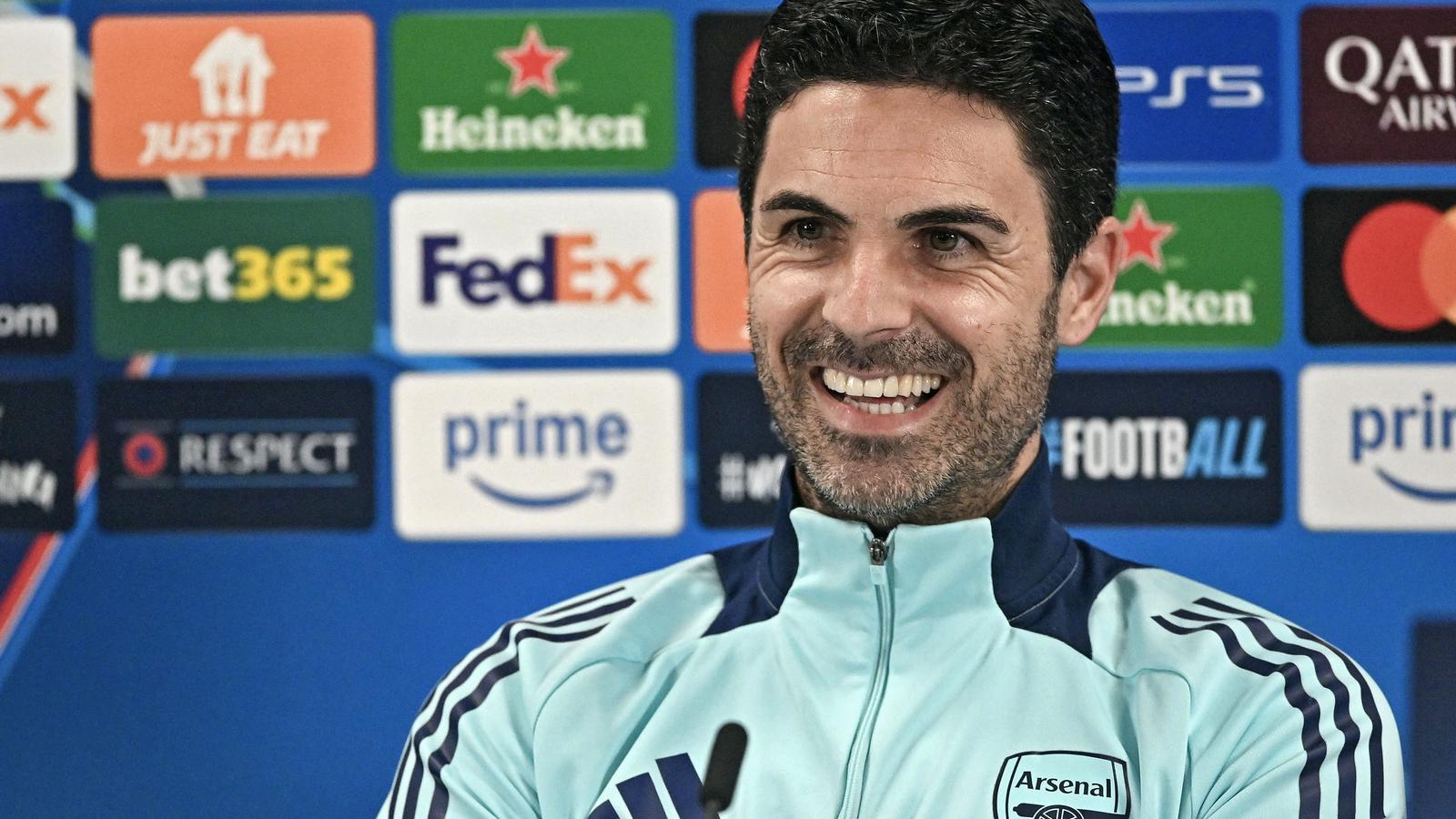 Mikel Arteta at the press conference before the match against Madrid