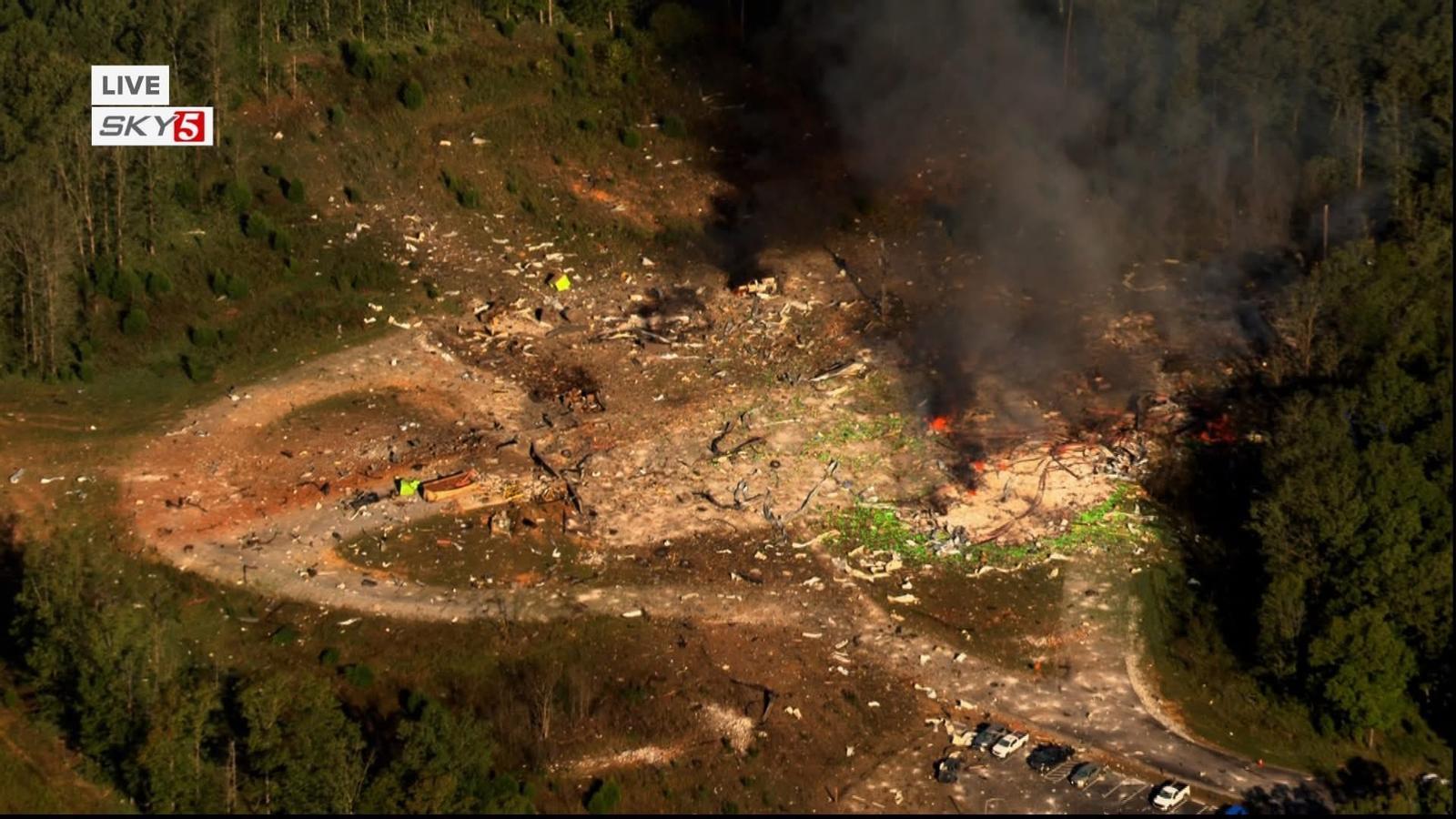 Una imatge de televisió del lloc de l'explosió