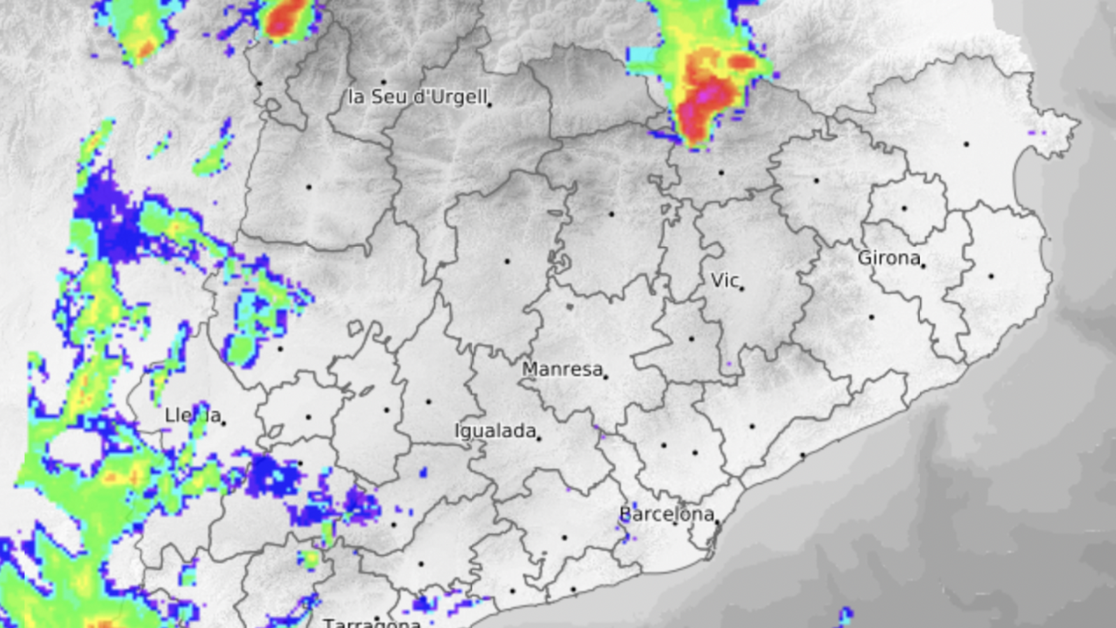 Meteorological radar image of rain at 5:06 p.m.
