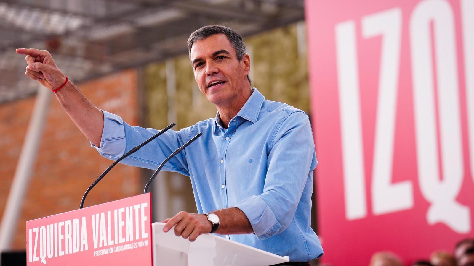 El presidente español, Pedro Sánchez, este domingo en un acto del PSOE en Getafe