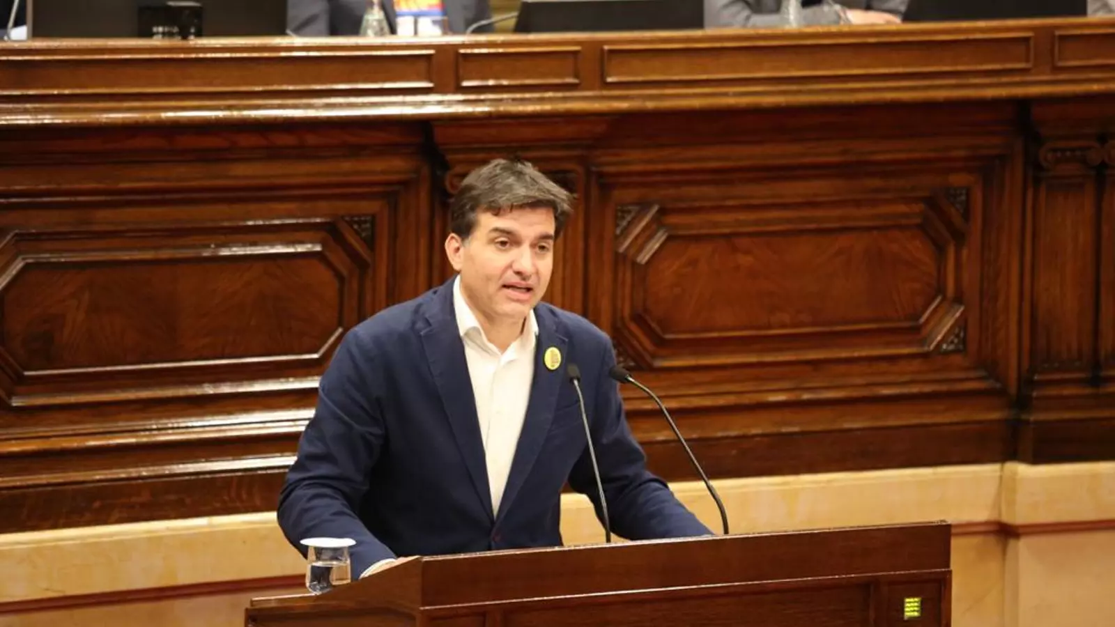 El president d'ERC al Parlament, Sergi Sabrià, durant la seva intervenció davant del ple.