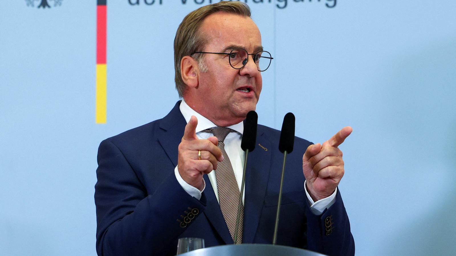 German Defense Minister Pistorius at a press conference.