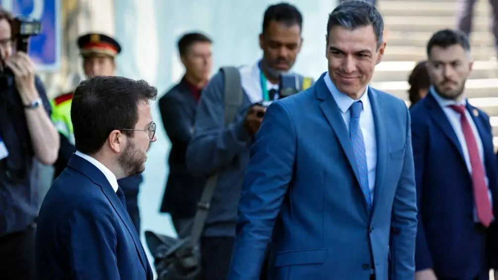 Pere Aragonès, Pedro Sánchez i Ursula von der Leyen, a la reunió del Cercle d'Economia a Barcelona.