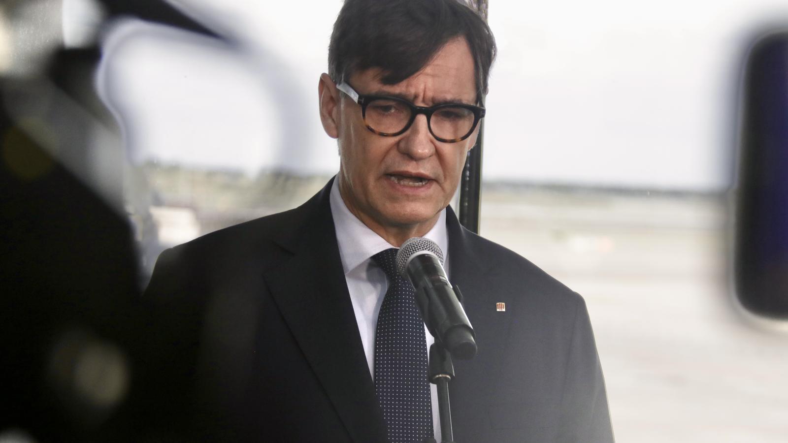 Salvador Illa, president of the Generalitat, in the appearance after the Pope has left Catalonia