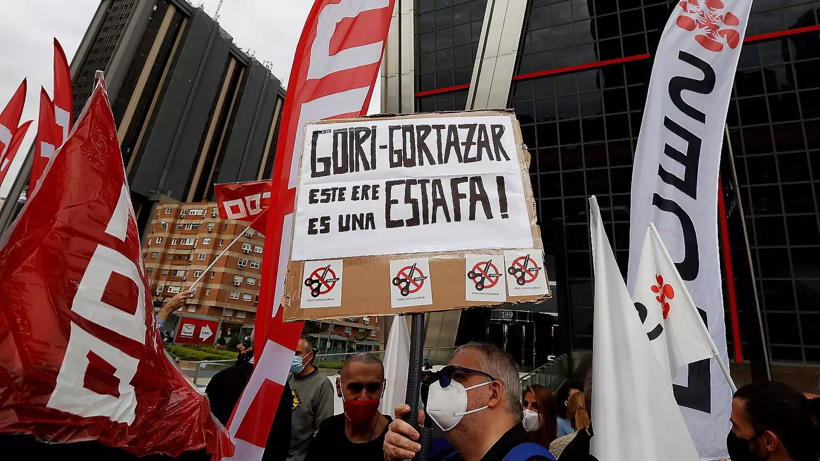Manifestació a Madrid de la plantilla de Caixabank per l’ERO que planteja l’entitat després de la fusió amb Bankia.