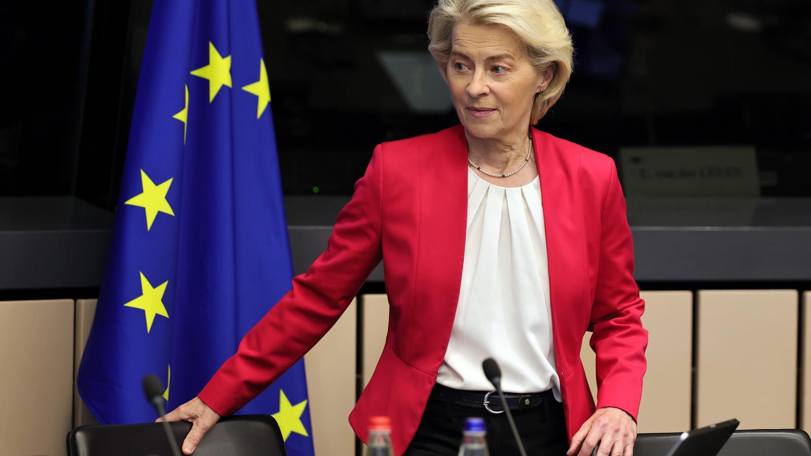 The president of the European Commission, Ursula von der Leyen, upon her arrival at the meeting of the College of Commissioners at the headquarters of the European Parliament in Strasbourg.