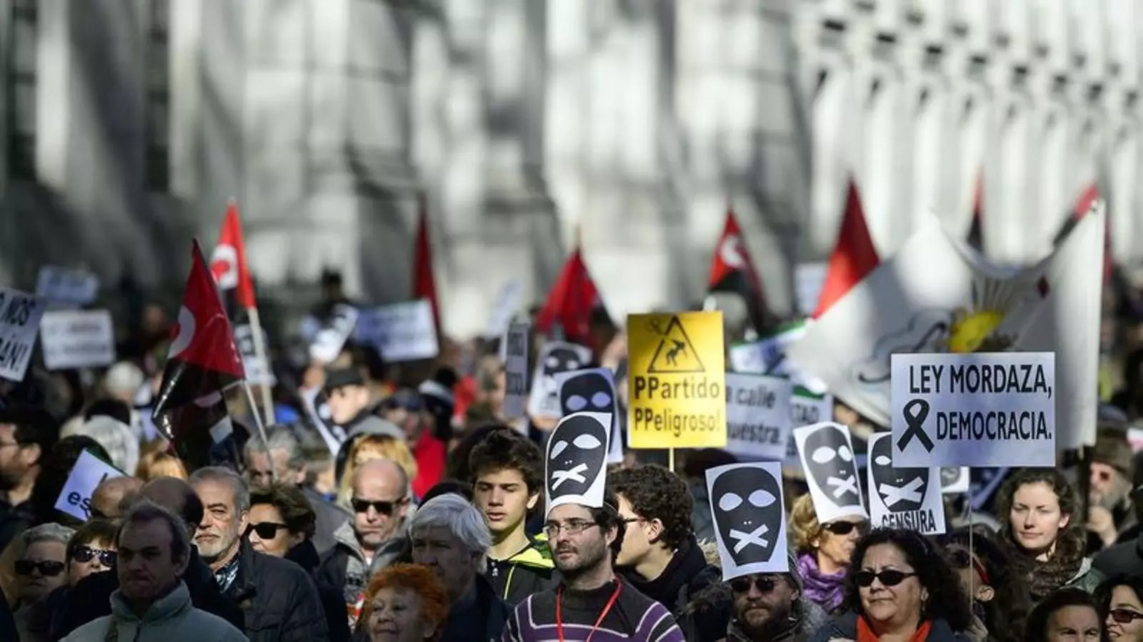 Marxa de la Dignitat a Madrid en contra de la llei mordassa el gener del 2014, un mes després que el Congrés l’aprovés.