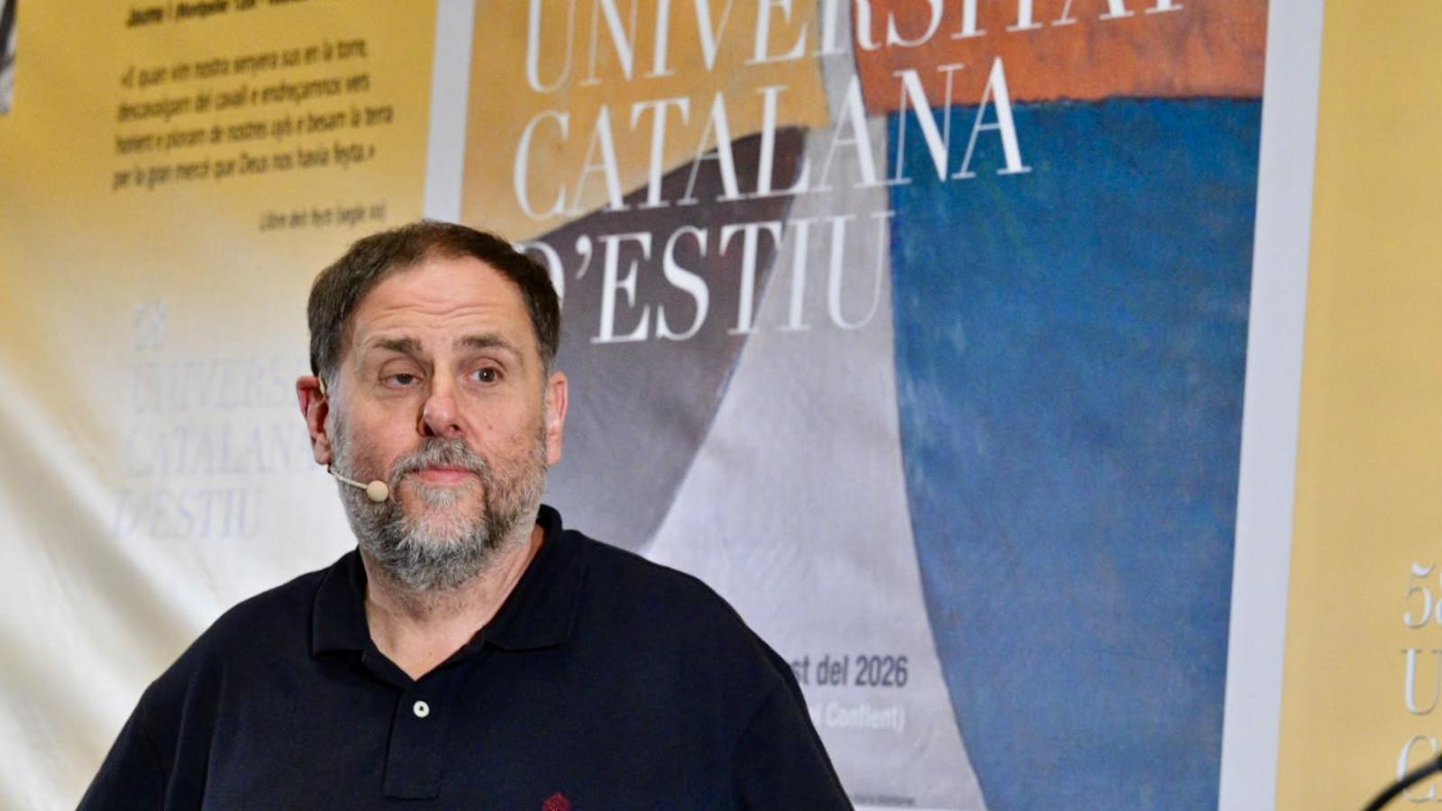 The president of ERC, Oriol Junqueras, this Friday at the Catalan Summer University of Prada de Conflent.